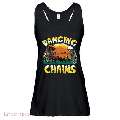 Retro Disc Golf Banging Chains Spooky Halloween Skeleton Ladies Essential Flowy Tank