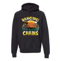 Retro Disc Golf Banging Chains Spooky Halloween Skeleton Premium Hoodie