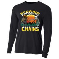 Retro Disc Golf Banging Chains Spooky Halloween Skeleton Cooling Performance Long Sleeve Crew