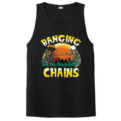 Retro Disc Golf Banging Chains Spooky Halloween Skeleton PosiCharge Competitor Tank