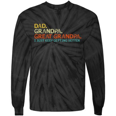 Retro Dad Grandpa Great Grandpa Fathers Day Funny Tie-Dye Long Sleeve Shirt