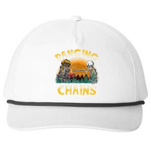 Retro Disc Golf Banging Chains Spooky Halloween Skeleton Snapback Five-Panel Rope Hat