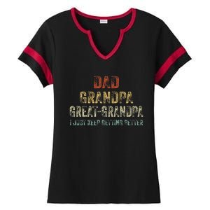 Retro Dad Grandpa Great Grandpa I Just Keep Getting Better Ladies Halftime Notch Neck Tee