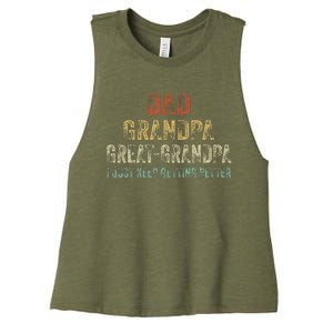 Retro Dad Grandpa Great Grandpa I Just Keep Getting Better Women's Racerback Cropped Tank