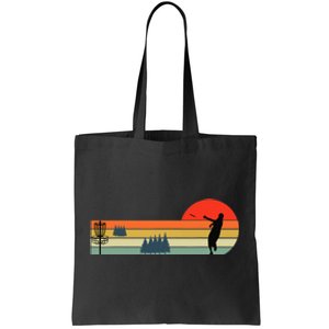 Retro Disc Golf Sunset Frisbee Golf Disc Sport Gift Tote Bag