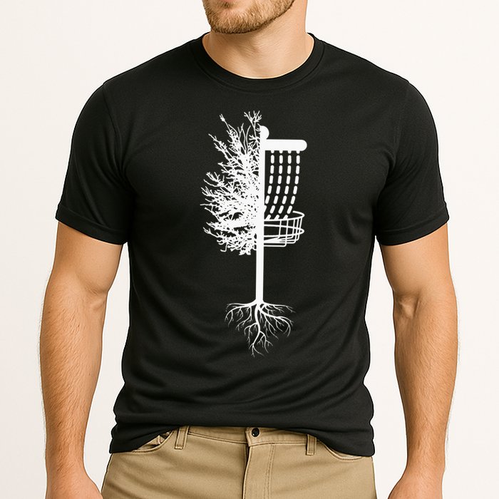 Retro Disc Golf Basket Tree Frisbee Golf Matching Cooling Performance Crew T-Shirt
