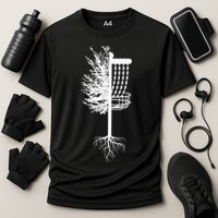 Retro Disc Golf Basket Tree Frisbee Golf Matching Cooling Performance Crew T-Shirt