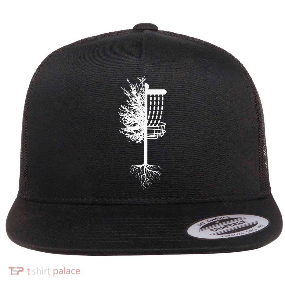 Retro Disc Golf Basket Tree Frisbee Golf Matching Flatbill Hat