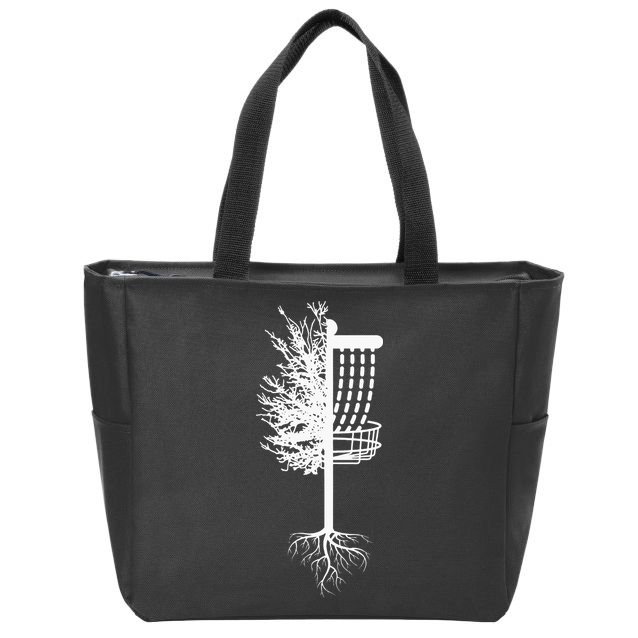 Retro Disc Golf Basket Tree Frisbee Golf Matching Zip Tote Bag