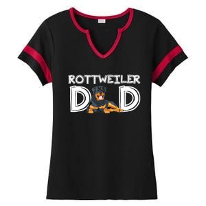 Rottweiler Dad Gift Fathers Day Rottweiler Ladies Halftime Notch Neck Tee