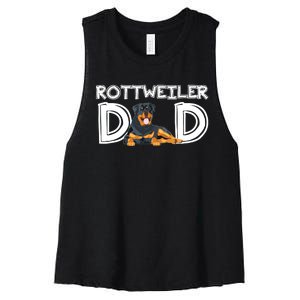 Rottweiler Dad Gift Fathers Day Rottweiler Women's Racerback Cropped Tank