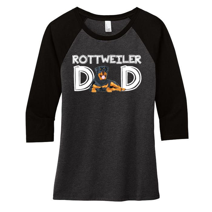 Rottweiler Dad Gift Fathers Day Rottweiler Women's Tri-Blend 3/4-Sleeve Raglan Shirt