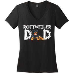 Rottweiler Dad Gift Fathers Day Rottweiler Women's V-Neck T-Shirt