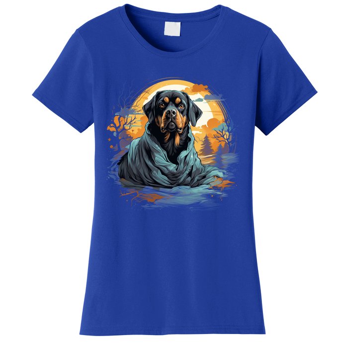 Rottweiler Dog Ghost Funny Halloween Pumpkin For Dog Lovers Gift Women's T-Shirt