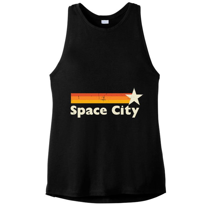 Retro Distressed Houston Baseball Space City Ladies PosiCharge Tri-Blend Wicking Tank