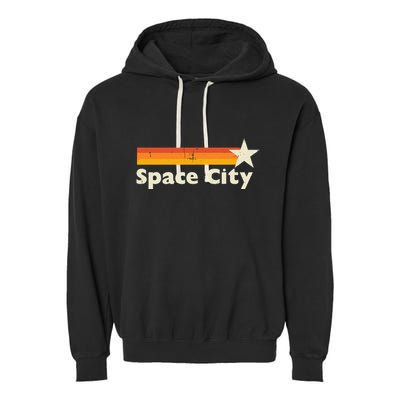 Retro Distressed Houston Baseball Space City Garment-Dyed Fleece Hoodie