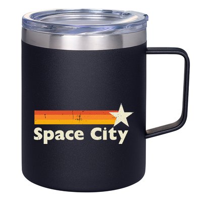 Retro Distressed Houston Baseball Space City 12oz Stainless Steel Coffee Mug