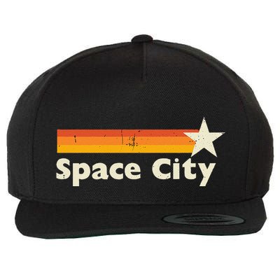 Retro Distressed Houston Baseball Space City Wool Snapback Cap