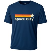 Retro Distressed Houston Baseball Space City Cooling Performance Crew T-Shirt