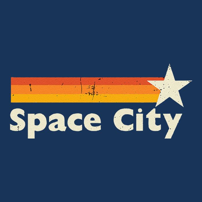 Retro Distressed Houston Baseball Space City Cooling Performance Crew T-Shirt