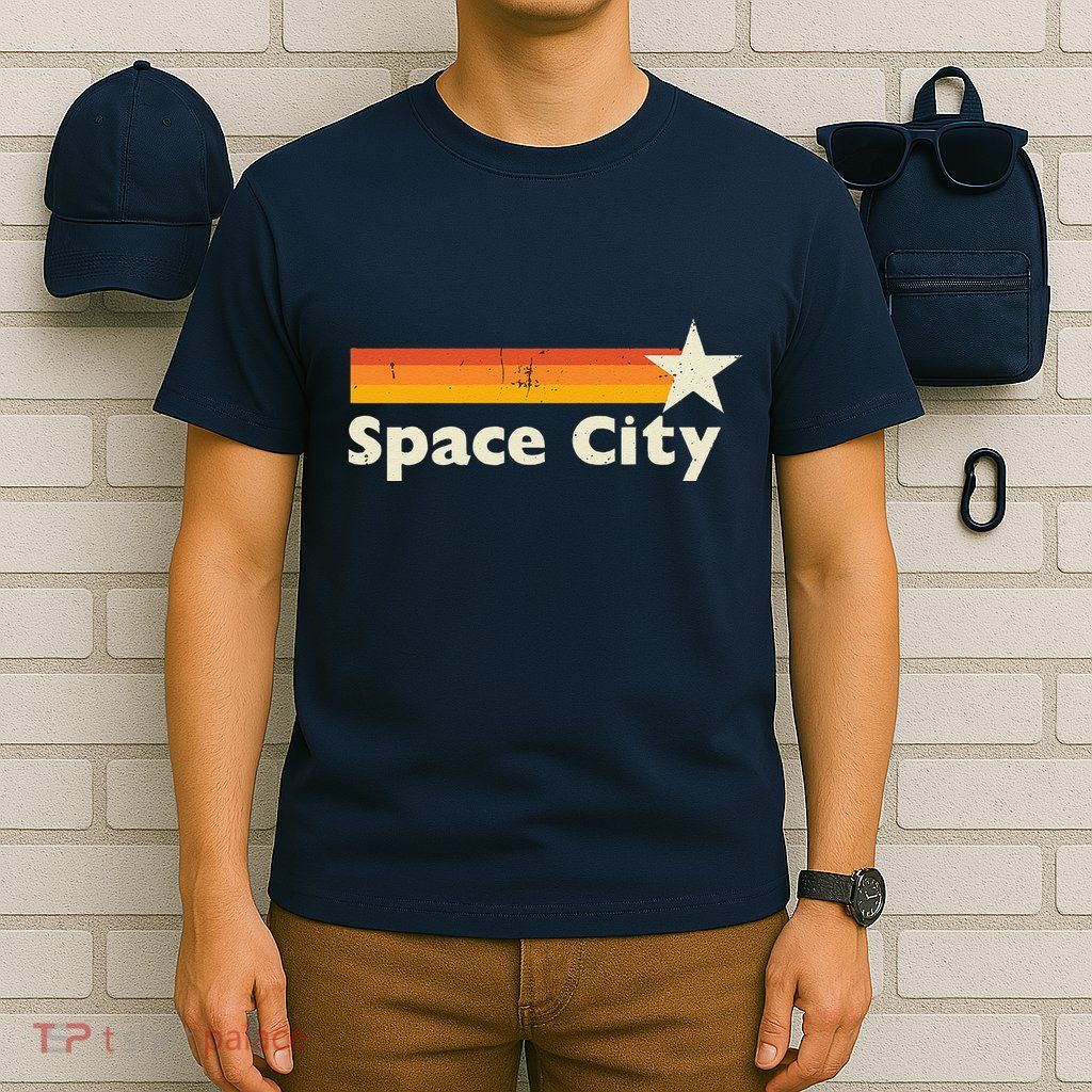Retro Distressed Houston Baseball Space City T-Shirt