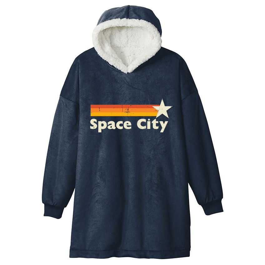 Retro Distressed Houston Baseball Space City Hooded Wearable Blanket