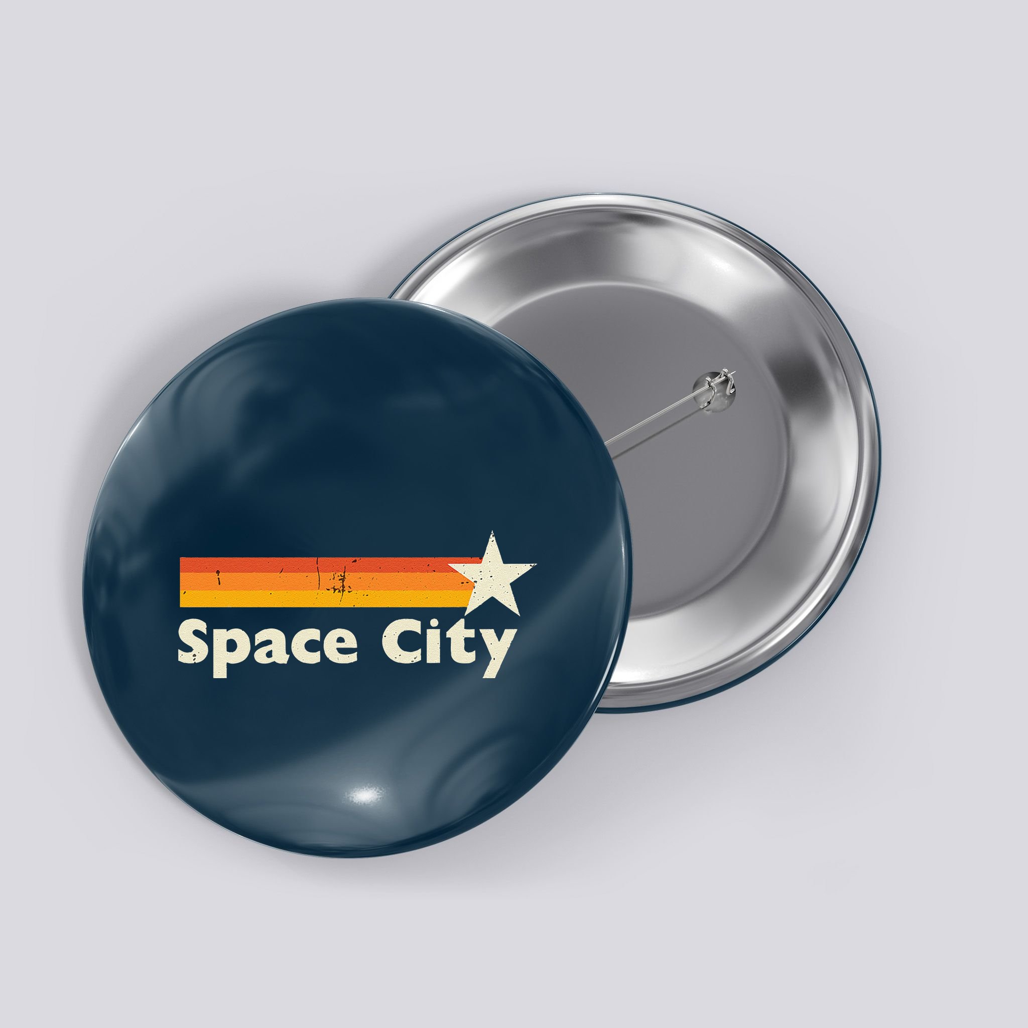 Retro Distressed Houston Baseball Space City Button