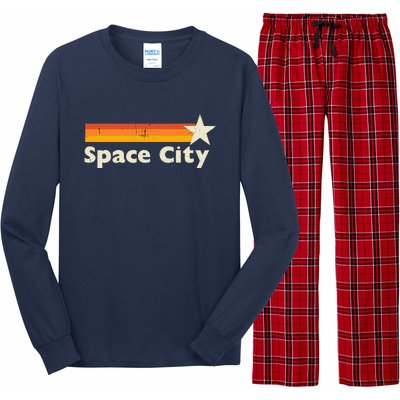 Retro Distressed Houston Baseball Space City Long Sleeve Pajama Set