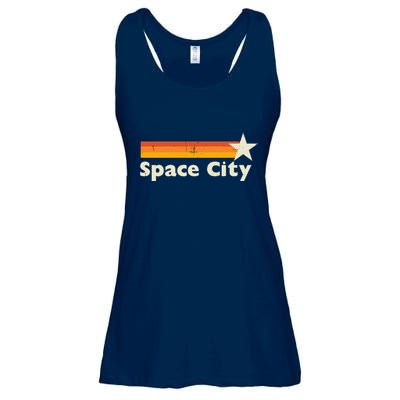 Retro Distressed Houston Baseball Space City Ladies Essential Flowy Tank