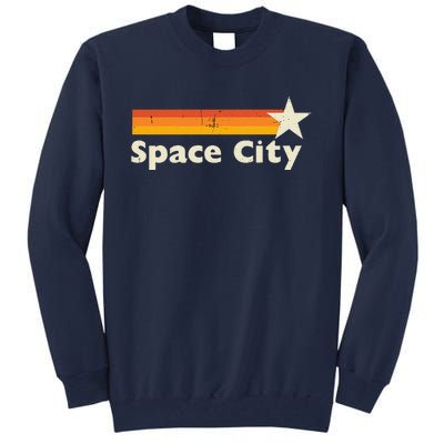 Retro Distressed Houston Baseball Space City Tall Sweatshirt