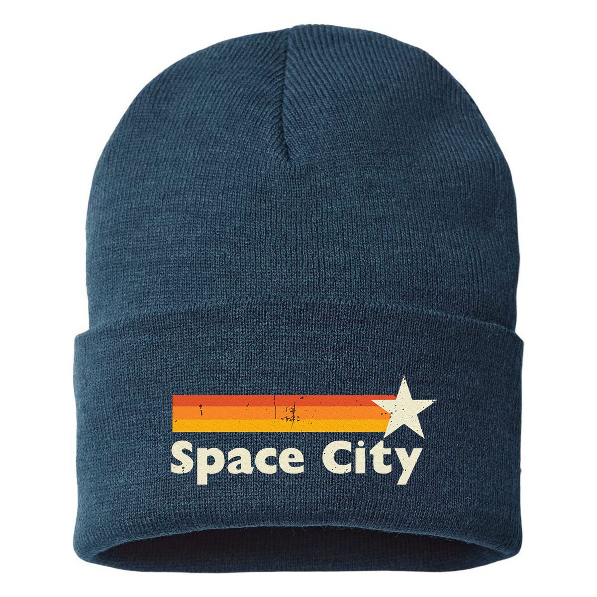 Retro Distressed Houston Baseball Space City Sustainable Knit Beanie