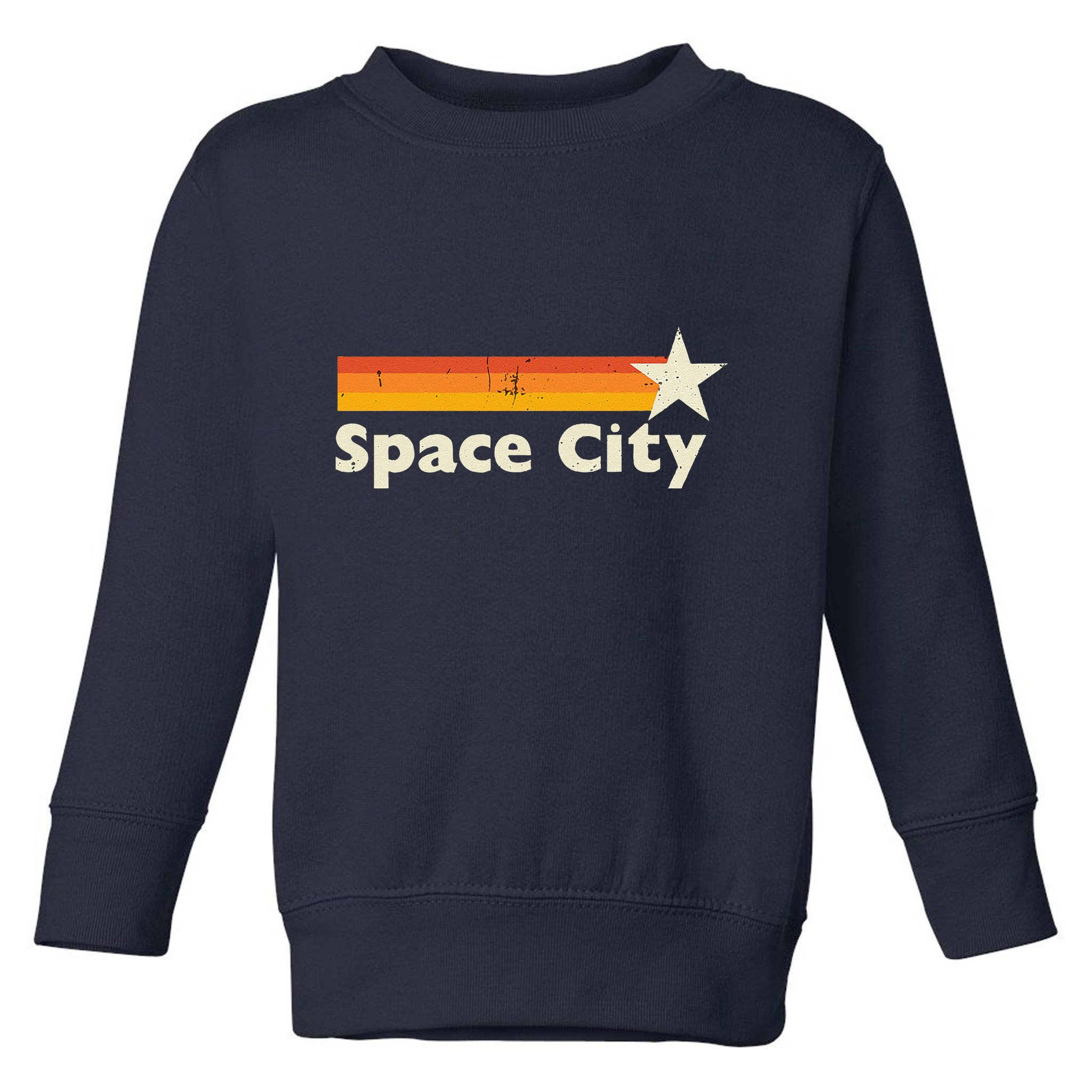 Retro Distressed Houston Baseball Space City Toddler Sweatshirt