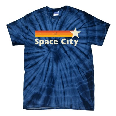 Retro Distressed Houston Baseball Space City Tie-Dye T-Shirt