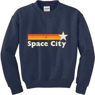 Retro Distressed Houston Baseball Space City Kids Sweatshirt