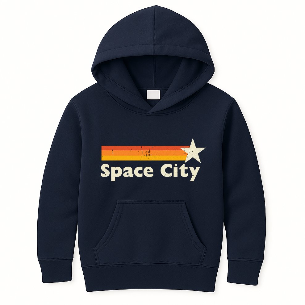 Retro Distressed Houston Baseball Space City Kids Hoodie