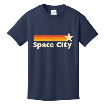 Retro Distressed Houston Baseball Space City Kids T-Shirt