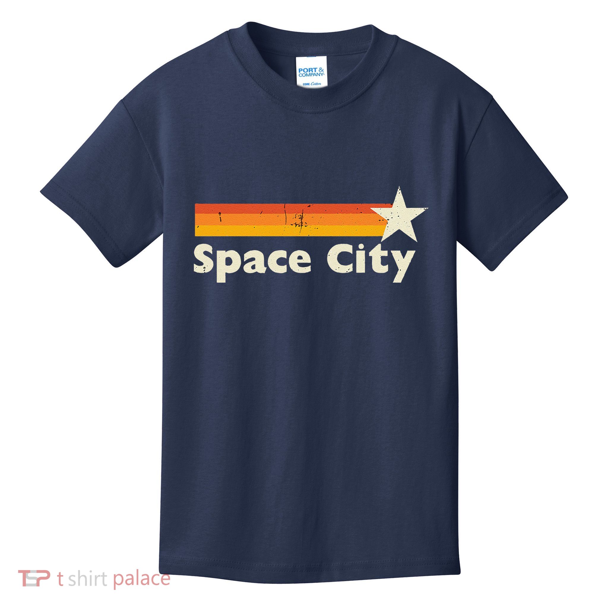 Retro Distressed Houston Baseball Space City Kids T-Shirt