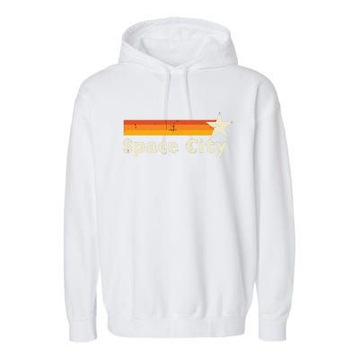 Retro Distressed Houston Baseball Space City Garment-Dyed Fleece Hoodie