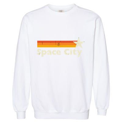 Retro Distressed Houston Baseball Space City Garment-Dyed Sweatshirt