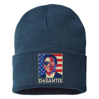 Ron DeSantis Hope Poster Vote For Republican President 2024 Sustainable Knit Beanie