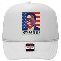 Ron DeSantis Hope Poster Vote For Republican President 2024 High Crown Mesh Back Trucker Hat