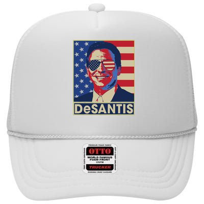 Ron DeSantis Hope Poster Vote For Republican President 2024 High Crown Mesh Back Trucker Hat