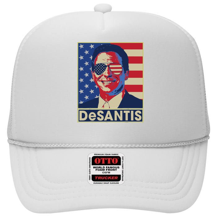 Ron DeSantis Hope Poster Vote For Republican President 2024 High Crown Mesh Back Trucker Hat