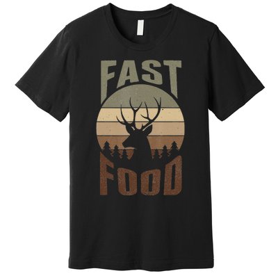 Retro Deer Hunting Fast Food Funny Gift For Hunters Premium T-Shirt