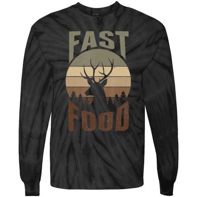 Retro Deer Hunting Fast Food Funny Gift For Hunters Tie-Dye Long Sleeve Shirt