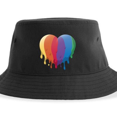 Rainbow Dripping Heart Sustainable Bucket Hat