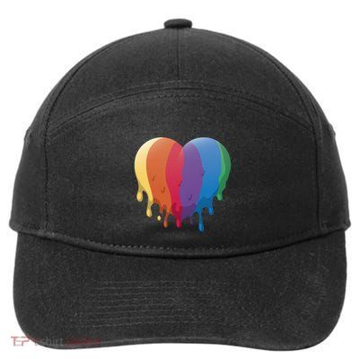Rainbow Dripping Heart 7-Panel Snapback Hat