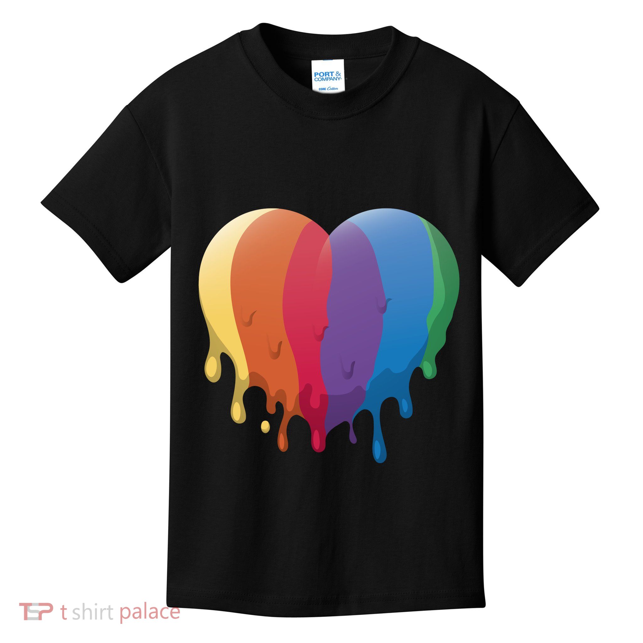 Rainbow Dripping Heart Kids T-Shirt