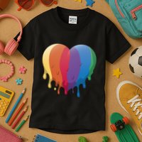 Rainbow Dripping Heart Kids T-Shirt