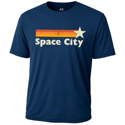 Retro Distressed Houston Baseball Space City Cooling Performance Crew T-Shirt